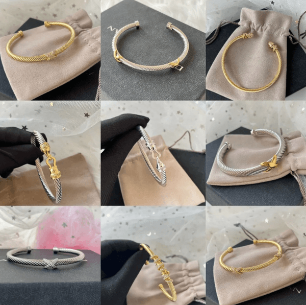 Fashion man Bracelet Twisted Silver High Quality Bracelets Luxury Jewelry Women Men Gold Pearl Head Diamond Cuff Bangle Bracelet Stainless Steel Jewelry Gift