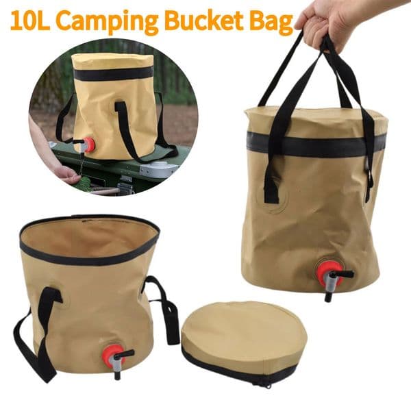 10L Collapsible Bucket Portable Folding Bucket with Faucet Water Storage Bag Camp Water Container for Fishing Gardening 251225BJ