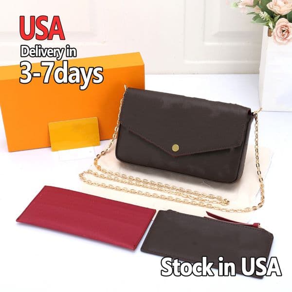 Luxury Designer Leather Chain Crossbody Bag Small Shoulder Handbag for Women Fashion Multi Piece Wallet Style Daily Use 10A