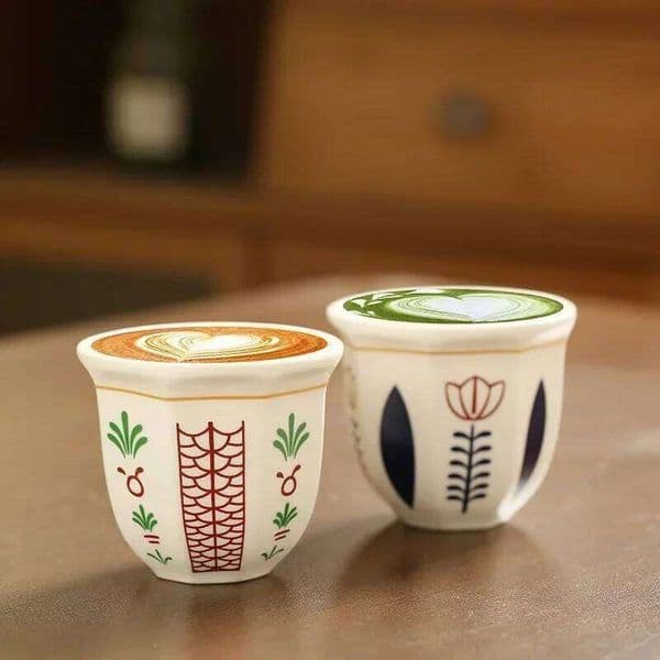 180ml/250ml Espresso Art Flower pattern Anti-scald Latte Coffee Mugs Hand Held Ceramics Cups Cappuccino Teacup Xmas Gift 25H1229