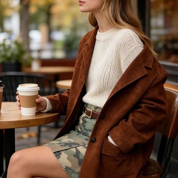 Freeacy Womens 2026 Autumn Coat Lapel Collar Spring Long Sleeves Buttoned Loose Jackets Solid Brown Casual Blazer Coat Outwear 251226BJ