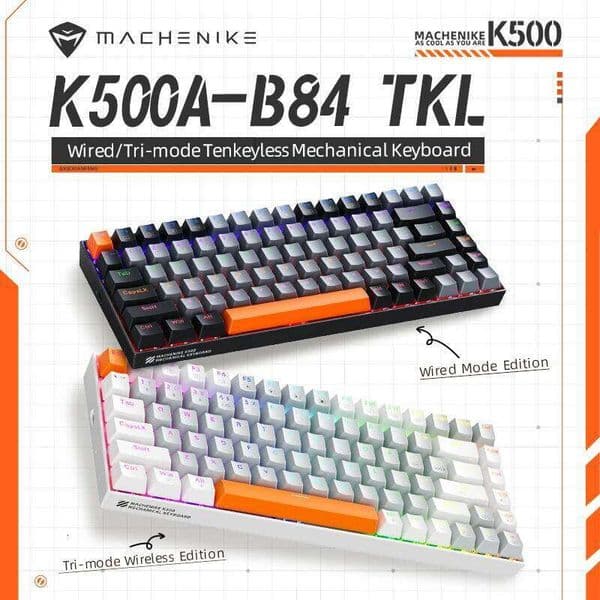 Mache K500A-B84 Mechanical 75% TKL Hot-Swappable Wired Gaming Keyboard 6-Color Backlit 84 Keys For PC Gamers Laptop 25L1226