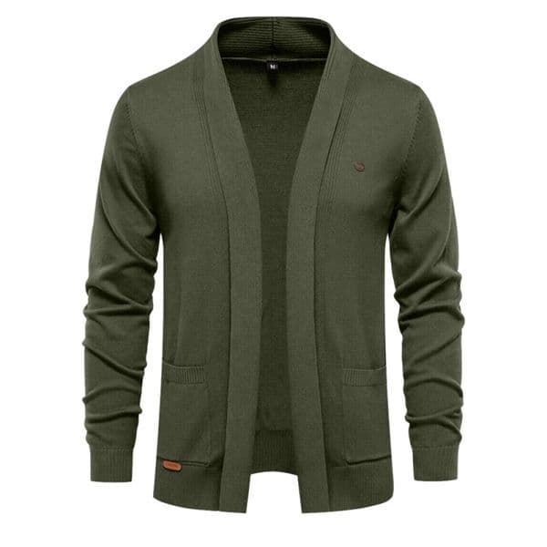 WOZK men's casual autumn cardigan sweater, high-quality business knit sweater, solid color men's top