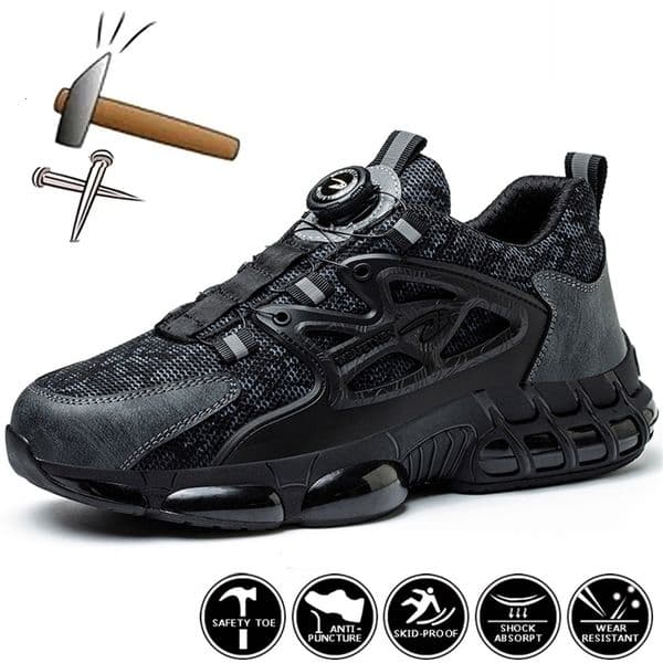 Rotating Button Safety Shoes Men Steel Toe Sneaker Air Cushion Work Man Puncture Proof Boots Protective w250031BJ
