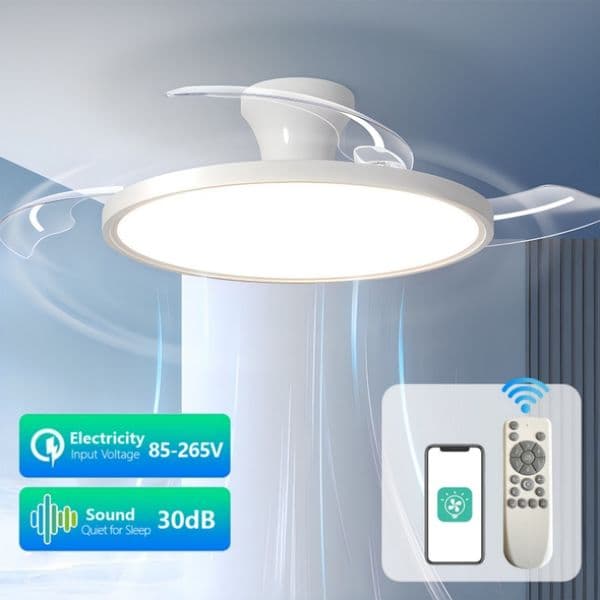 led Ceiling Lamp Fan Retractable Fan Blade Long Pole Ceiling Fan with Light and Remote Control Home Lighting Decoration