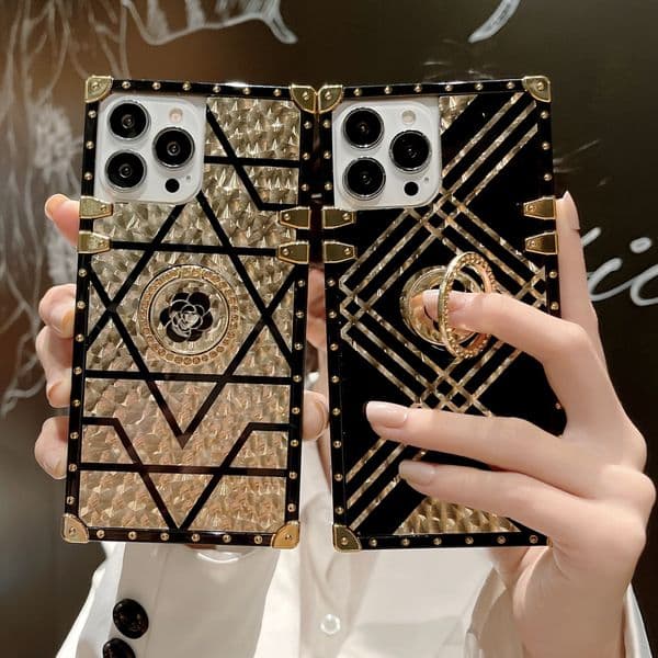 Trendy Brand Compatible with iPhone 16 Pro New Style Phantom Flower Phone Samsung S25U Square Shockproof Case