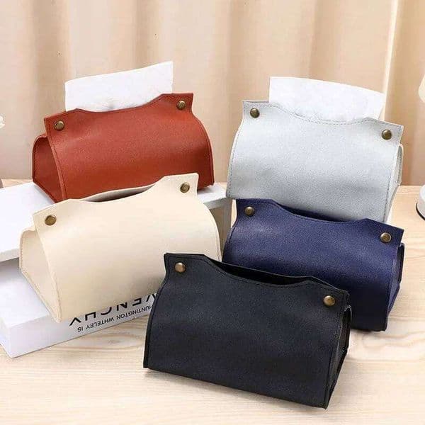 1PC lti-color PU Leather Tissue Solid Color Simple Car Paper Box Living Room Hotel Office Home Storage 25L1229