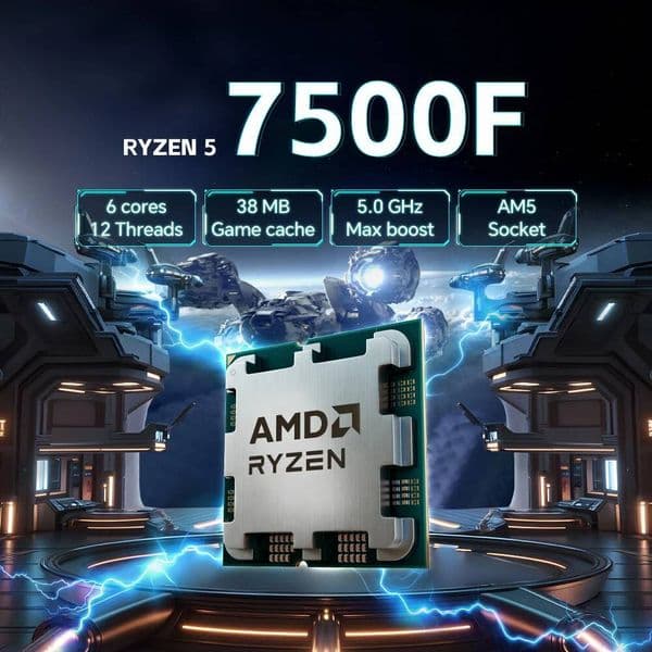 AMD Ryzen 5 7500F 6-Core 12-Thread 37GHz Zen 4 L332M Socket AM5 Processor R5 7500F 5NM 65W DDR5 New but without fan