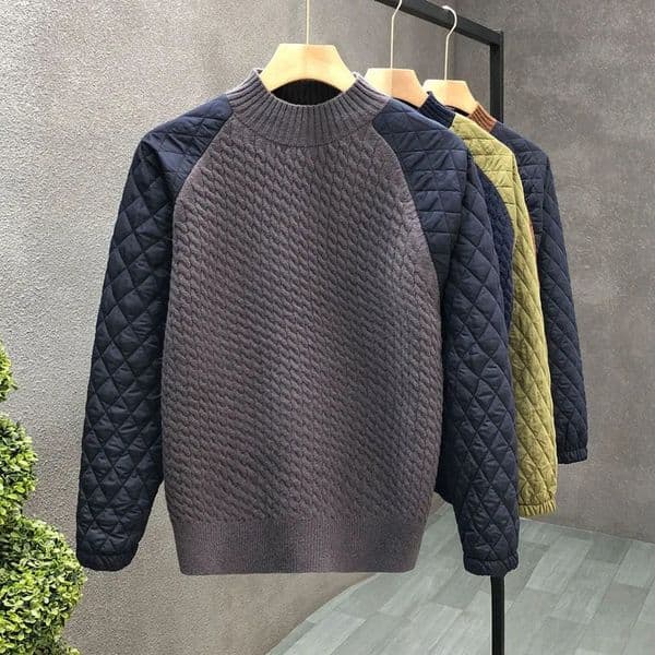 Casual Men Warm Sweater Loose Patchwork Knitted Street ONeck Long Sleeve Pullover Harajuku Style Soft Bottoming Shirt Jumper 251229