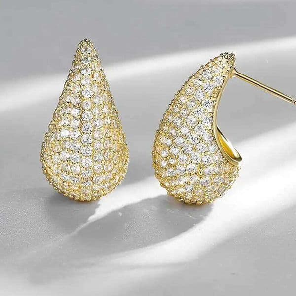 Huitan Trendy Geometric Design Women Drop Earrings Full Bright CZ Luxury Accessories Female Party Wedding Elegant Chic Jewelry