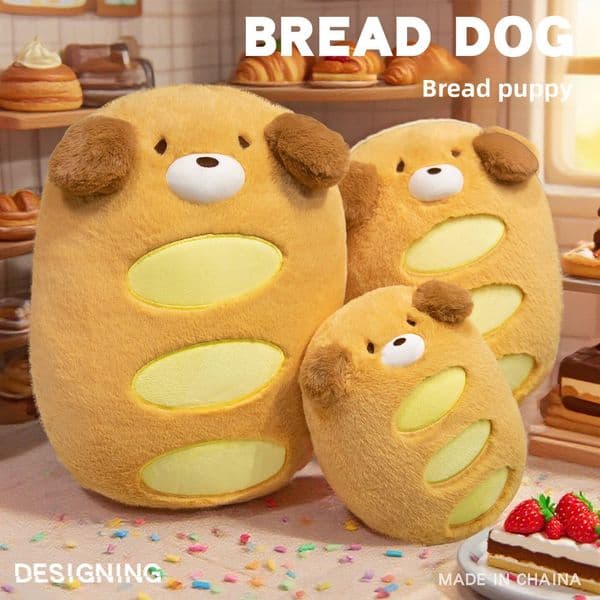 Cute Puppy Bread Baguette Sleeping Pillow Sofa Cushion Ornament Plush Children's Doll Back-to-School Gift XJ260303