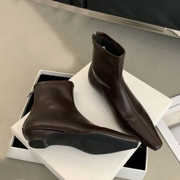 Autumn Winter Street Style Fashion Pointed Toe Ankle Boots Women Low Heels Shoes Banquet Party Short Botas Mujer 251226