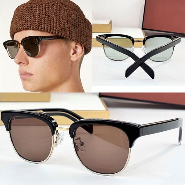 Fashion Designer Men Women Small Frame Sunglasses Classic Lady Square Glasses Acetate Metal Frame Glasses Top Quality UV Protection LCER