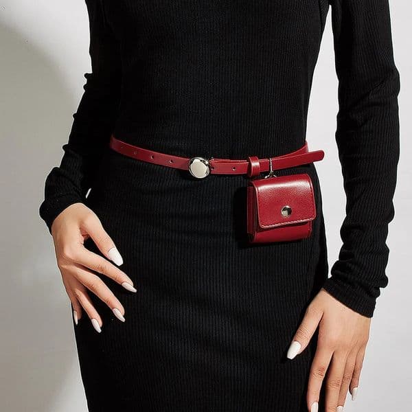 Women Bag PU Leather Fanny Pack Chest Bag Womens Belt Fashion Pin Buckle Thin Belt Bag Decoration Mini Lipstick Bags 251224