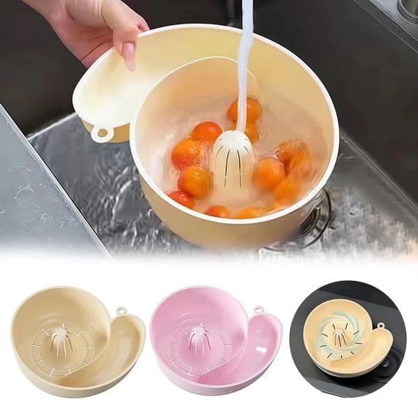 Snail Shape Fruit Drainer Basket Creative Automatic Rotation Clean Vegetable Washing Basin Multi-Functional Reusable 251230