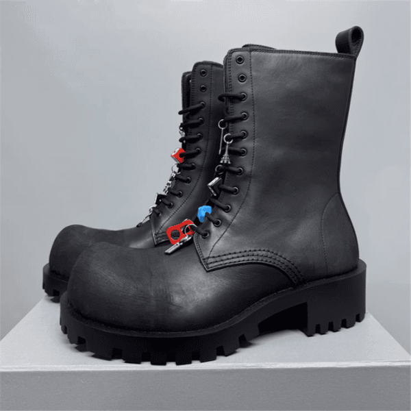 Chunky Heel Man Black Designer Boot Big Toe Waterproof Men Outdoor High Top Boots