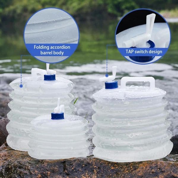 PE Folding Water Bag Retractable Bucket Outdoor Collapsible Water Bag Portable Driving Water Tank Container Faucet Car Camping 251225BJ