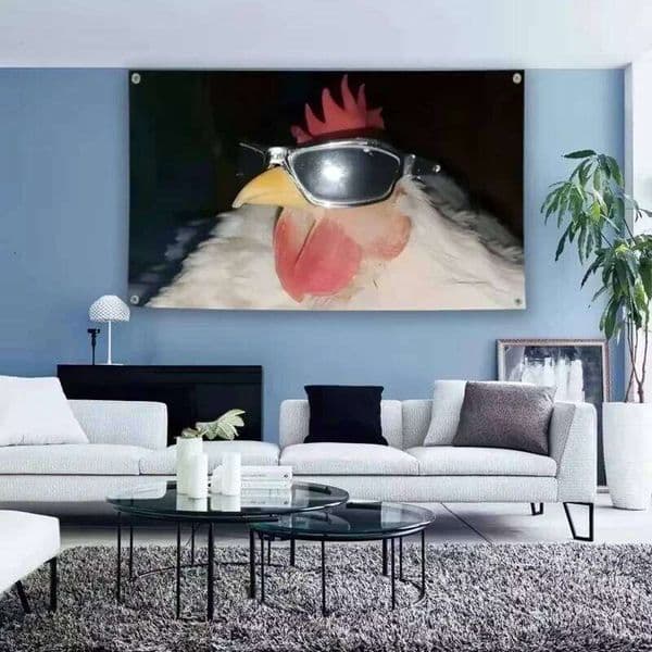 Cool Rooster Art Funny Chicken Sunglasses Tapestry Stylish Wall Stuff For Your Aesthetic Room Decor Headboard 25T1230