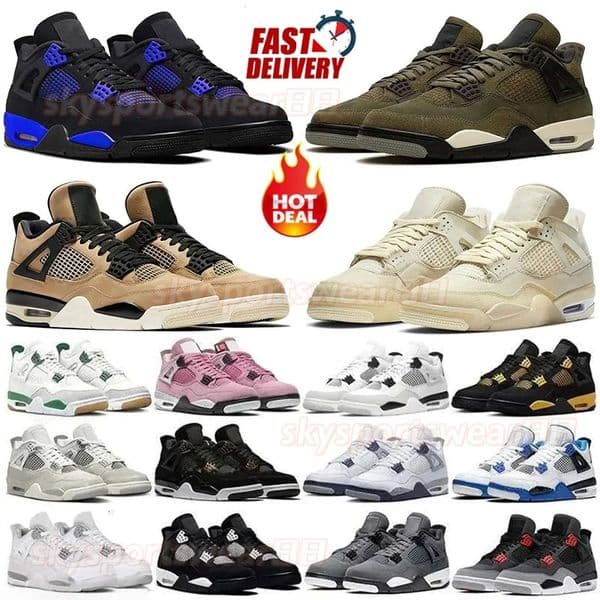 2025 Designer 4 Basketball shoes Men Women 4s Black Cat Bred UNC University Blue Cactus White Grey Pure Royalty Outdoor Sport Sneakers Eur 36-47 K14