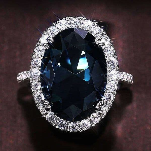 Huitan Charming Blue CZ Women Rings Wedding Party Accessories Bling Graceful Bridal Eternity Ring Trendy Jewelry Wholesale