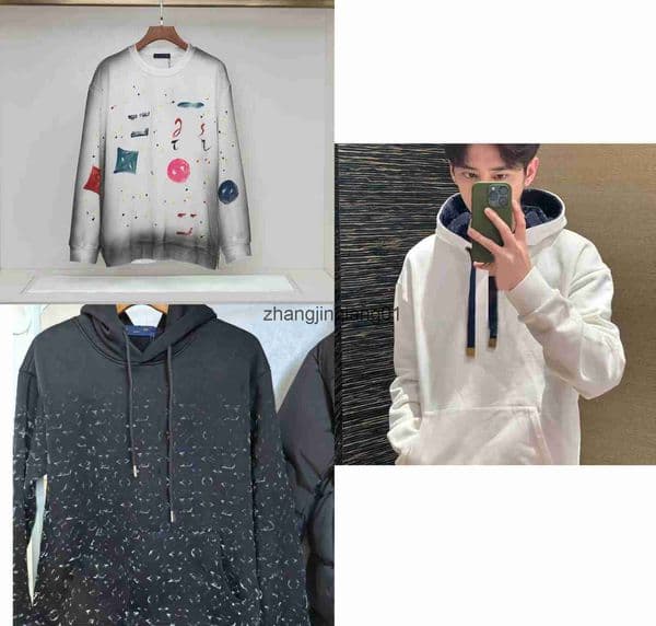Designer Lvs Hoodie Jackets Spring Winter Cotton Vintage Luxury Fashion Brand Oversized Flower Hoodies Womens Mens Washed Gray White Sweatpants Sweater
