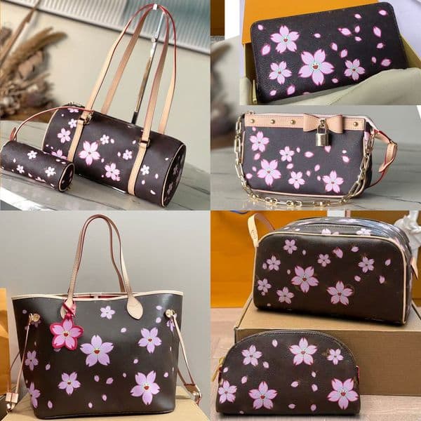 Cherry Blossom Bag Pink Designer Women Bag Hobo Shoulder Bag Sac Luxe Cross Body Bag Black Purse Cowhide Leather Underarm Handbag Brown Designer Bag