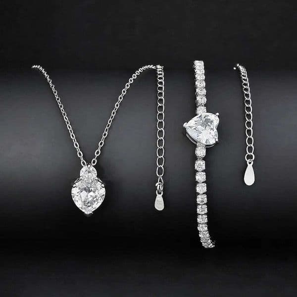 Luxury Designer Silver Color Heart Set for Women Valentine's Day Gift Jewelry Wholesale Free Shipping Items S8262-x4877