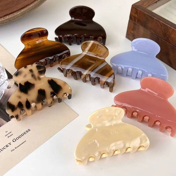 Vintage Acetate Leopard Print Claws Geometric Crab Shape Clamp Styling Hair Clips for Women Girls Solid Hairpins Headdress ddmythur