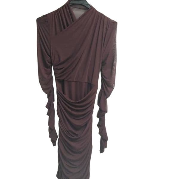 Basic & Casual Dresses---Stylish Slim-Fit Ruched Dress, Comfortable Flattering Women's Office Pencil Dress-10