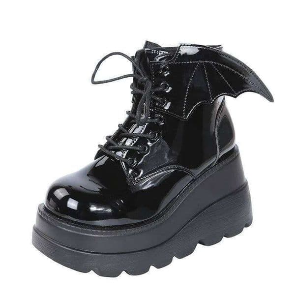 2026 Brand Punk Ladies Cosplay High Comfort Long Tube Leather Boots Platform Wedges Women Shoes Gothic Style XJ251231