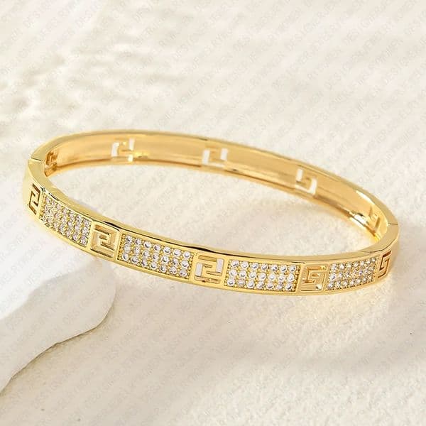 Designer Bracelet Bracelets for Women Gold Full Pave Bangle Geometric Hollow Bangles Luxury Jewlery Designer for Women