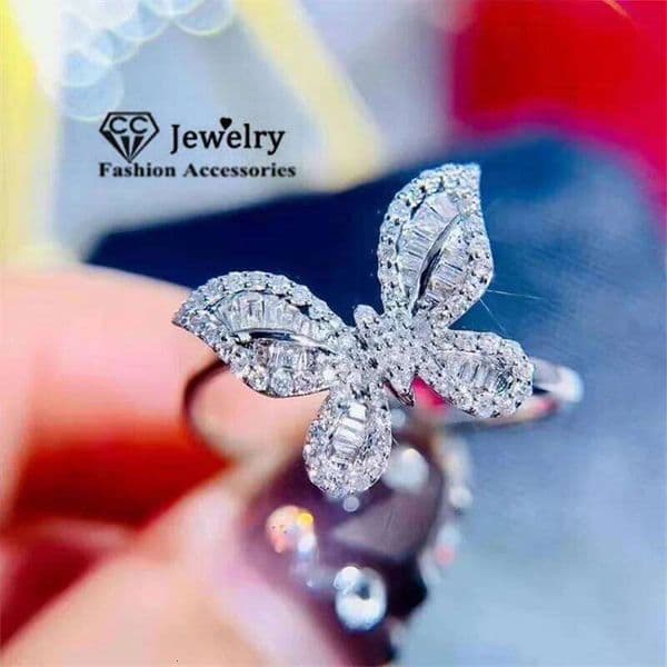 CC Vintage Jewelry Rings For Women Sterling Zirconia Butterfly Index Finger Bridal Wedding Ring Drop Shipping CC3125