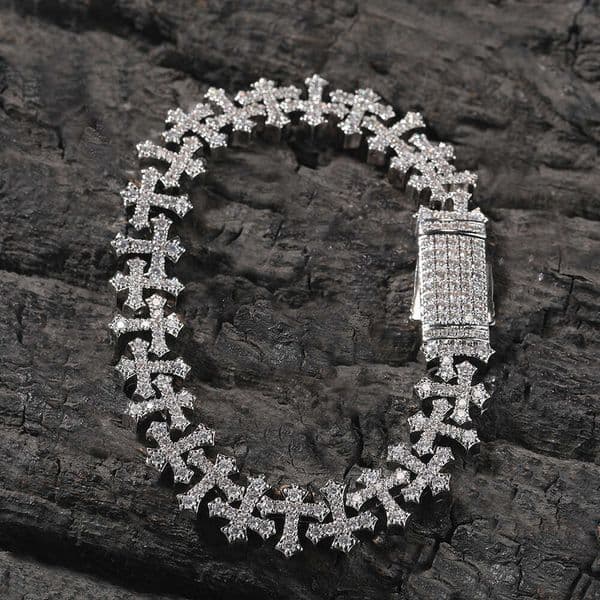 Cross-Shaped Pendant Men's Necklace 11.5mm Bracelet Fashion Luxury Accessories Hip-hop Style Embellishments