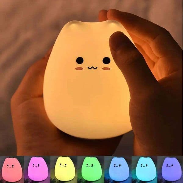 Touch Night Colorful Cat Animal Light Led Cartoon Silicone Lamp Bedroom decoration lights Bedside lighting 25L1231