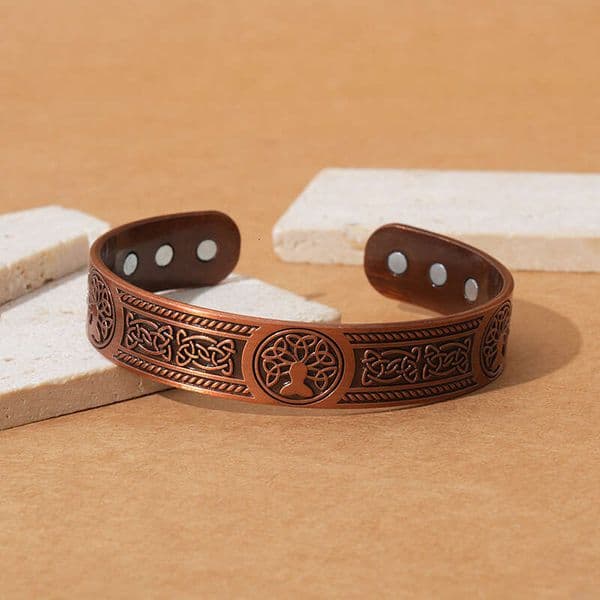 Vintage Fashion Bracelet Bangle Women Titanium Stainless Steel Plated Gold Silver Bracelets Bangle Magnetic Unisex Antique Red Copper Bracelet