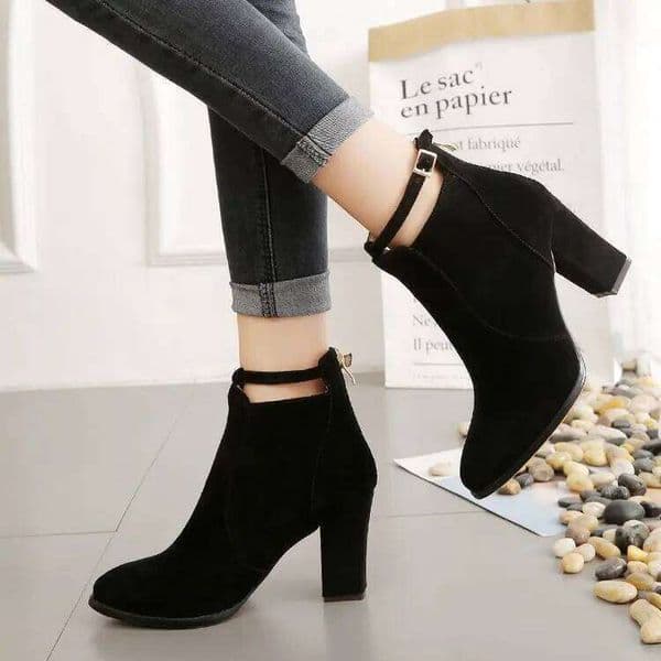 New Autumn Spring Ankle Boots For Women High Heel Shoes Plus Size Fashion Buckle Strap Short Boot Female Casual Thick Heels XJ251231