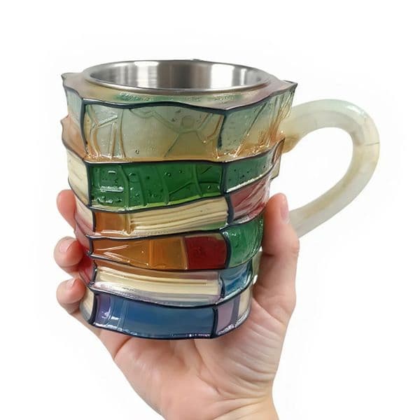 Painted Book Unny Reading Coffee Mug Book Shaped Tea Cup Gifts for Home Office Decoration 251230