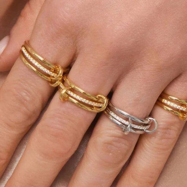 Luxury Designer Chain For Woman Necklace Man Stainless Steel Gold-Plated Zircon Three-Layer Stacked Round Ring Women Non for woman Tarnish Interlocked Rings Set