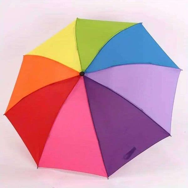 1pc Rainbow Wonder - Portable Three- fold Umbrella with Short Handle, Foldable Design for Effortless Style and Protection 25H1231