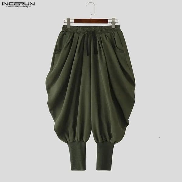 INCERUN Men Pants Solid Color Drawstring Joggers Casual Male Harem Streetwear Loose Fashion Leisure Trousers S5XL 251218BANJIA