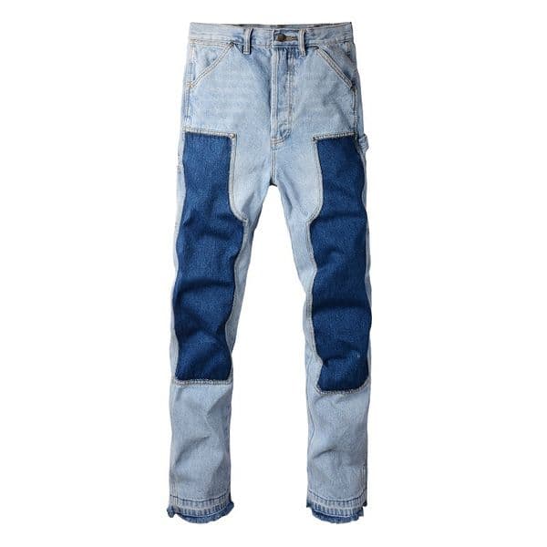 WOZK trendy hot stamping jeans, retro vintage straight leg jeans, loose and versatile casual pants, men's pants, straight leg pants designer work