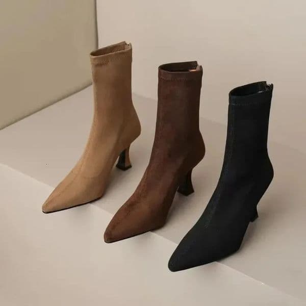 Women Stretch Ankle Boots Sexy Pointed Toe Short Botas Shoes Fashion Partys Stiletto High Heel Socks Botas De Mujer 251226