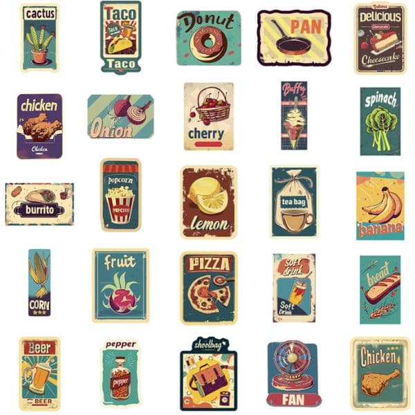 Retro Wall Stickers Metal Painting Decoration Art Plaque Vintage Home Decor Bar Pub Cafe Creative Waterproof Sticker For Travel Suitcase Sticker