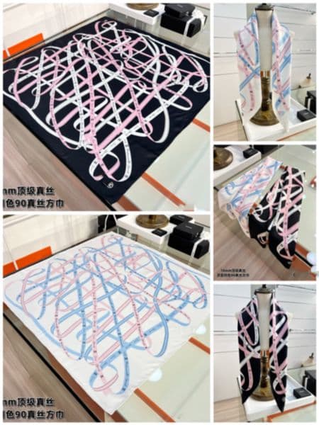 CC Designer Silk Scarf 90CM 18mmTop-quality double-sided silk printed silk scarfDouble-sided silk square, 100% silk twill double-sided hand-rolled shawl,