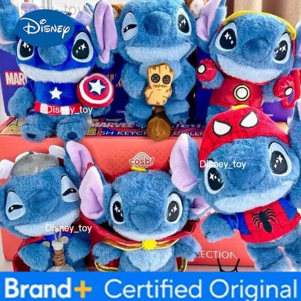 Disney Genuine Hot Toys Marvel Stitch Series Blind Box Mystery Box Cute Iron Man Spider-Man Bag Pendant Toys Christmas Surprise Gifts H251231
