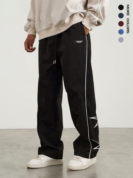 WOZK casual pants men 2026 new spring and summer retro embroidered straight leg pants designer work warm fit