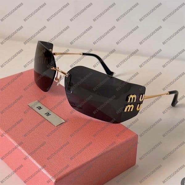 Luxury Designer Sunglasses For Women Rectangle UV400 High Quality Rimless Curved Lens Eyewear Fashion Travel Shades Oval Luxury Monogram Sunglasses MIuStyle