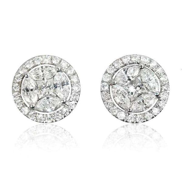 Huitan Elegant Round Shape Stud Earrings Female Daily Jewelry with Bright Cubic Zirconia Silver Color Ear Studs Lady Accessories