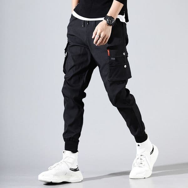 WOZK workwear pants for men in summer, thin and versatile, leg tied pants, loose, multi pocket, plus size 9, casual pants