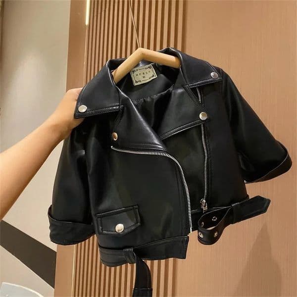 Spring Autumn Boys Leather Jackets For 28 Years Classics Handsome Baby Boy Pu Outerwear Kids Clothing Zipper Fly Coats 251224